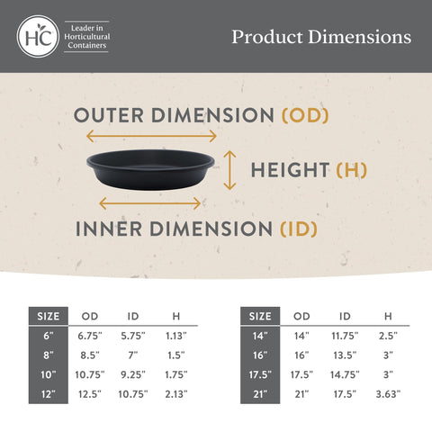 12.5-inch round saucer for indoor and outdoor use from The HC Companies