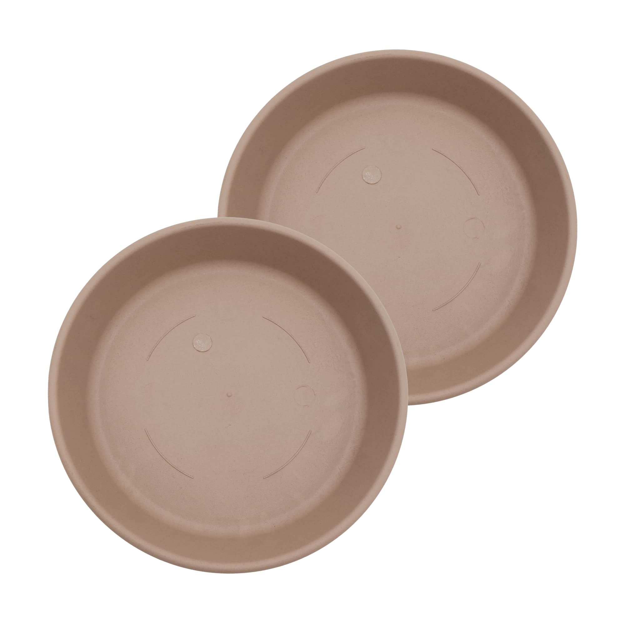 The HC Companies 12-inch classic round plant saucer in sandstone protects surfaces from moisture