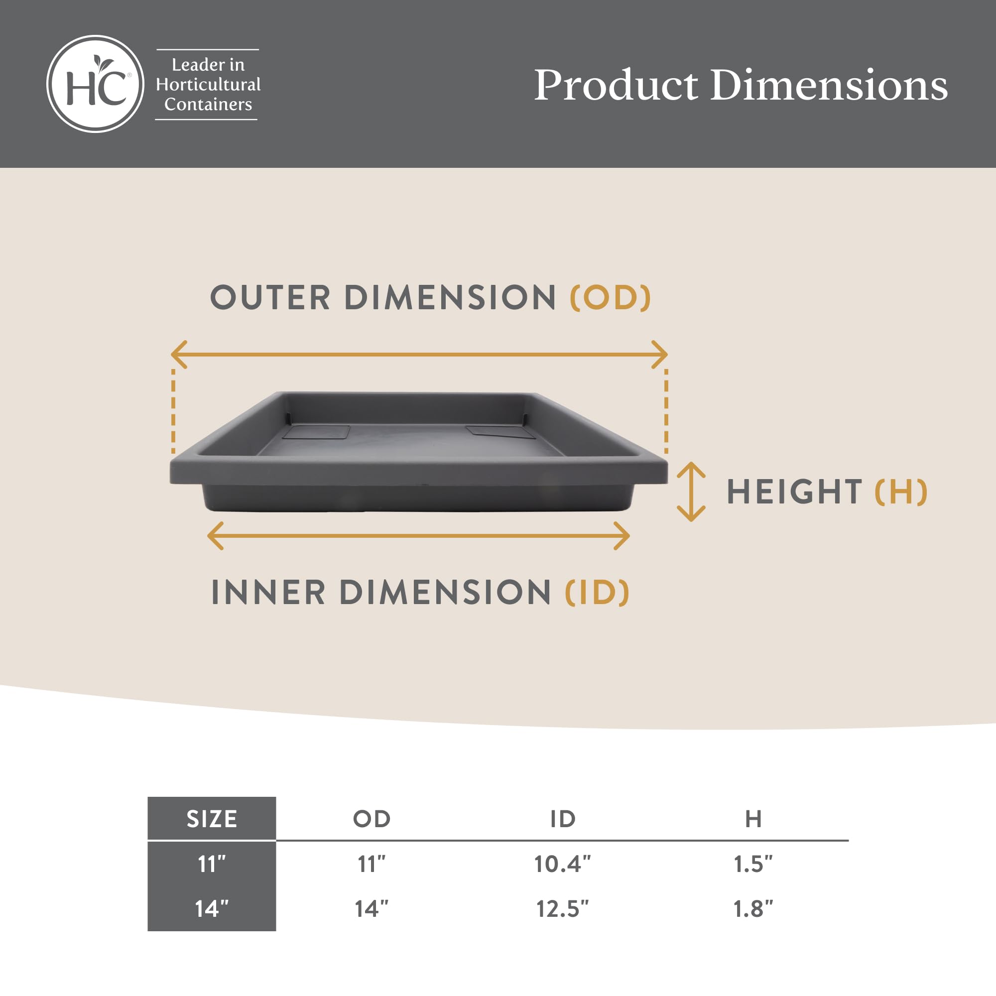 The HC Companies square black saucer adds a sophisticated touch to decor.