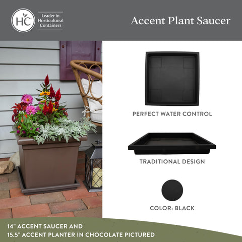 The HC Companies UV-resistant saucer endures sun exposure for long-lasting use.