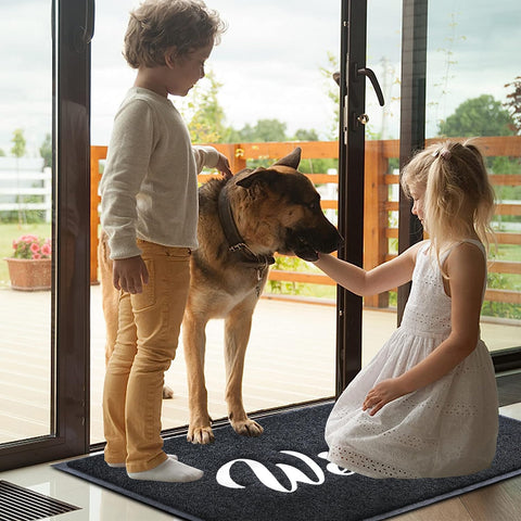 T.HENV Welcome Mat displays the Welcome imprint for a friendly entry