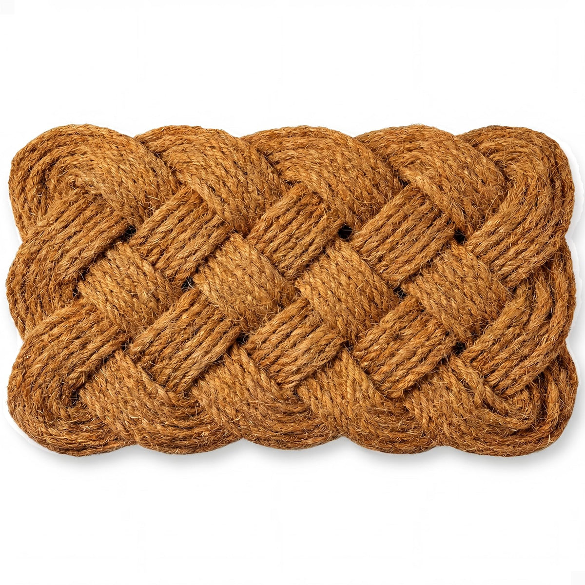 THEODORE MAGNUS coir rope knot design door mat enhances entry and dirt trapping.
