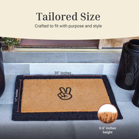 THEODORE MAGNUS door mat natural-coir close-up highlights durable, earthy fibers catching dirt.