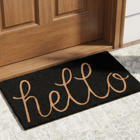Closeup of THEODORE MAGNUS door mat non-slip backing stabilizing the mat