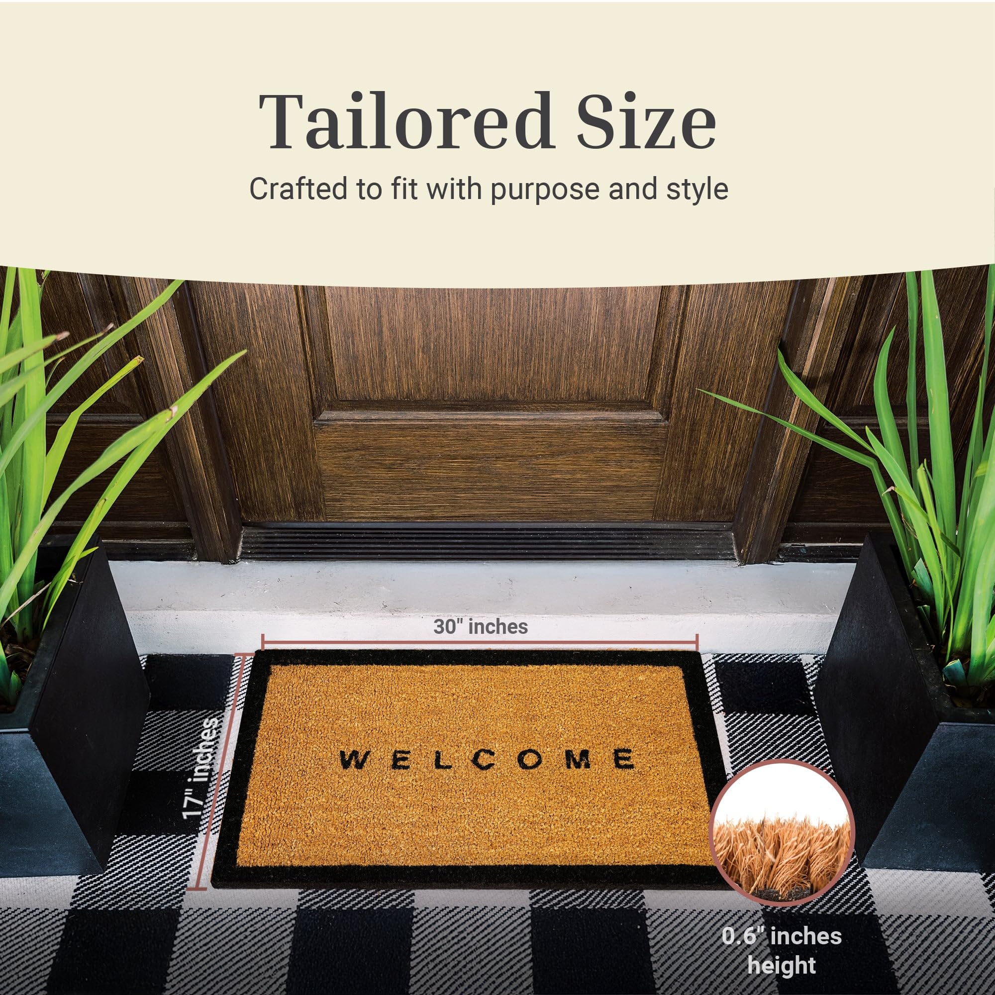 The Theodore Magnus door mat with non-slip backing keeps placement secure at the doorway.