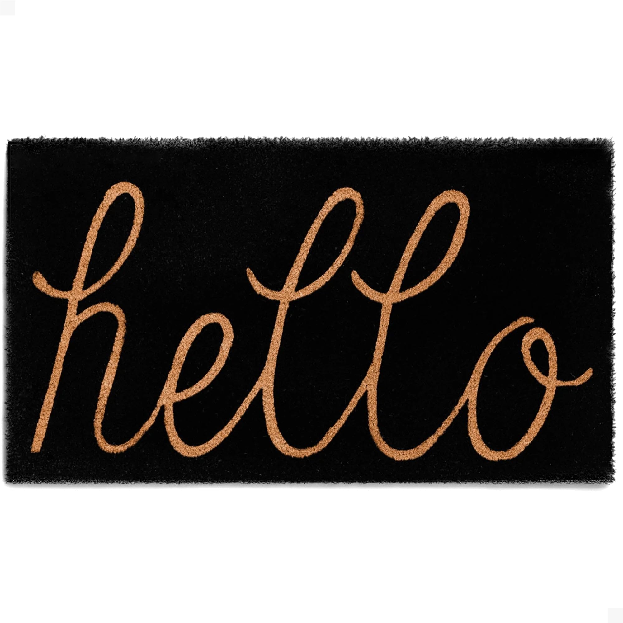 THEODORE MAGNUS door mat in black welcome greeting for entry, durable texture