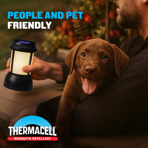 Thermacell 15-foot zone diagram highlights broad protection around seating.
