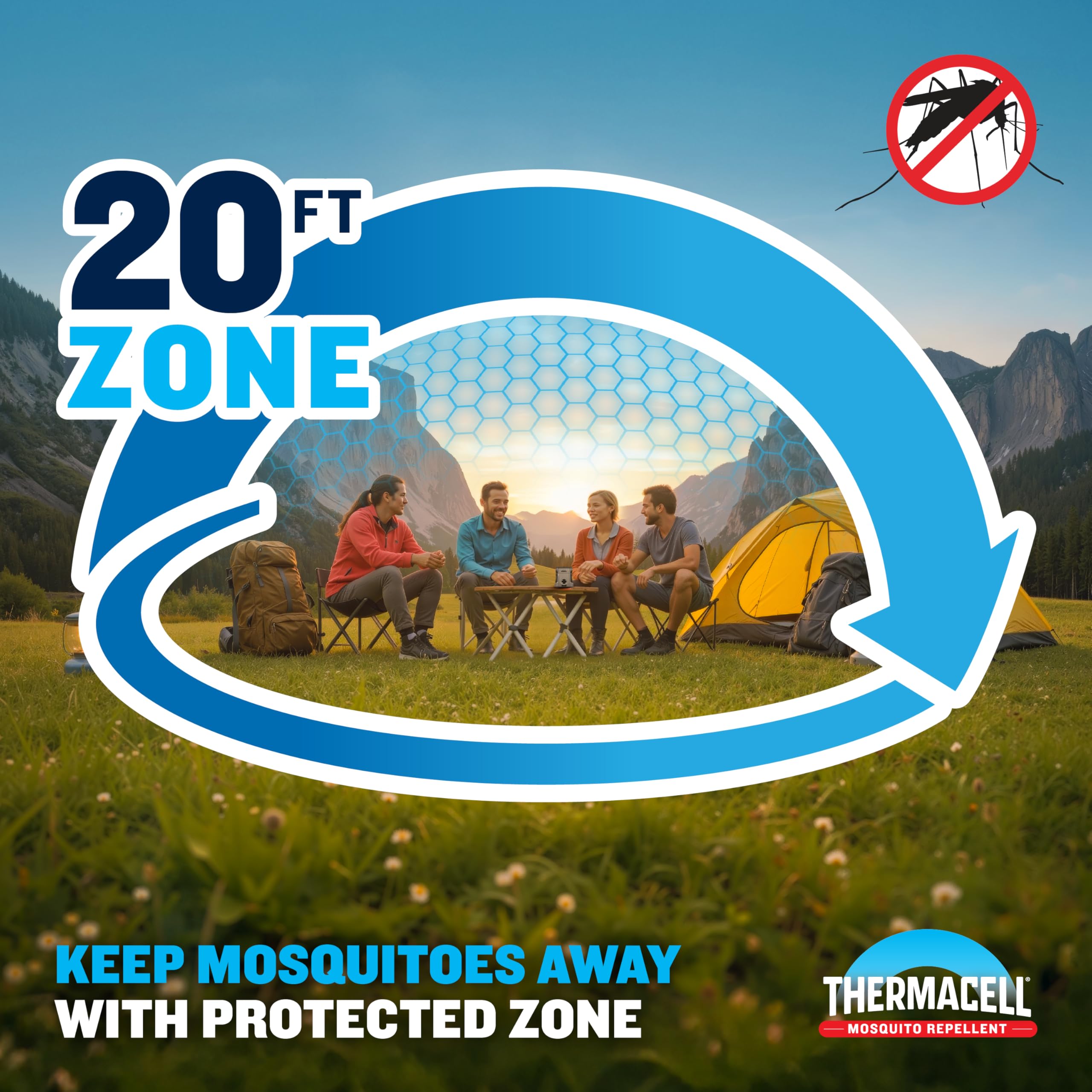 Thermacell EX90 in use while camping, demonstrating quick setup and protection