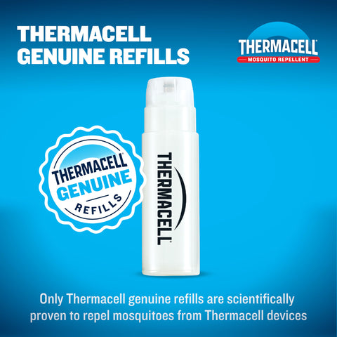 Thermacell mosquito refill cartridges ready to activate for up to 15 feet of protection.