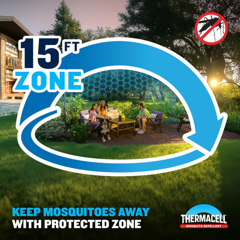 Thermacell mosquito refill pack with fuel included for ready outdoor outings.