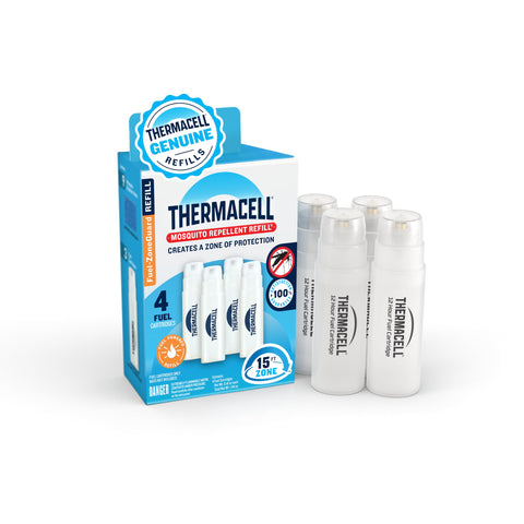Thermacell mosquito refill packaging showing convenient, scent-free outdoor protection.