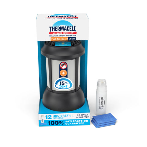 Thermacell Patio Shield Lantern front view provides scent-free mosquito protection outdoors.