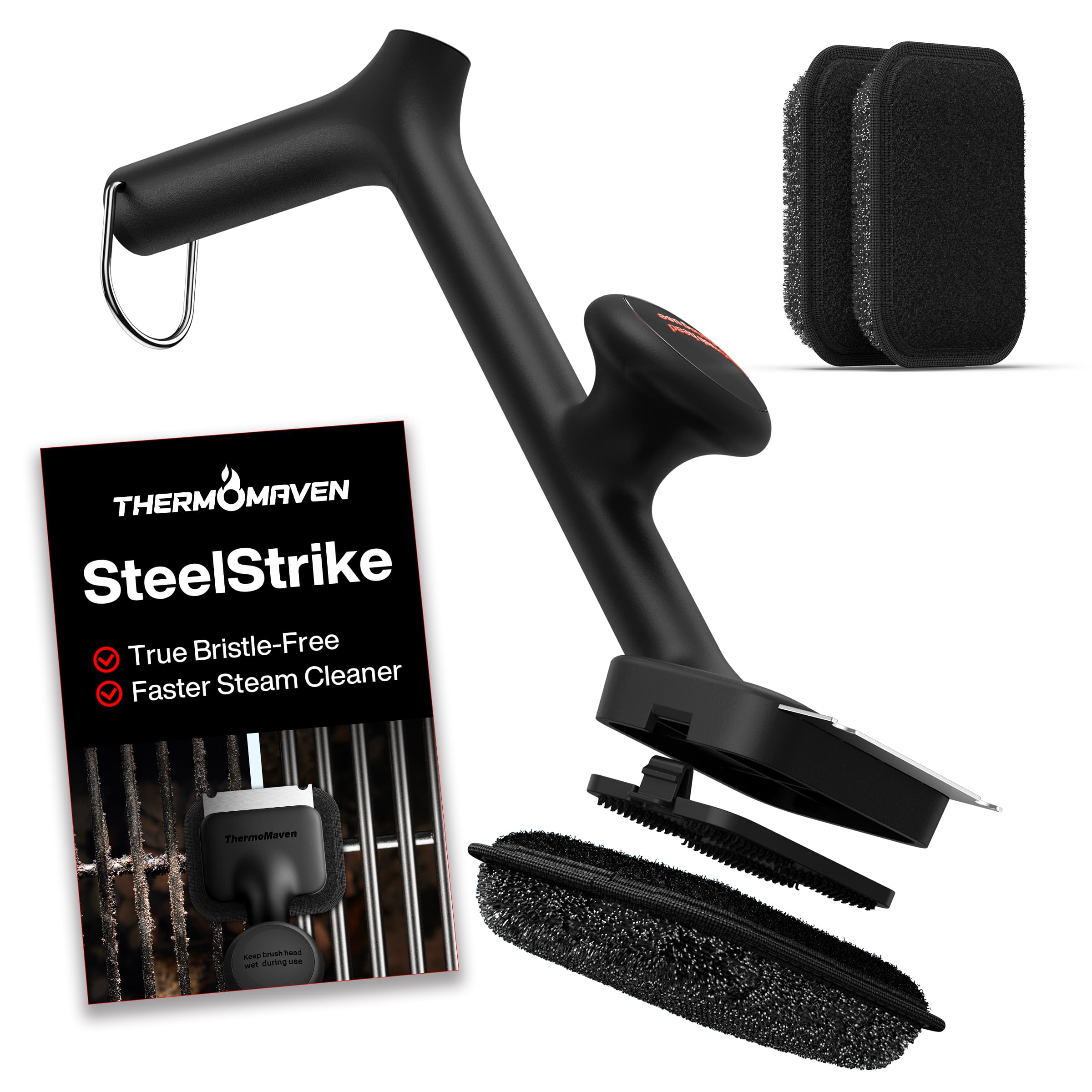 ThermoMaven bristle-free brush uses steam for deep grill cleaning.