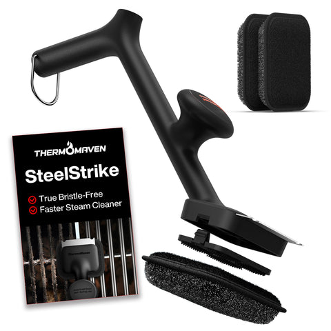 ThermoMaven bristle-free brush uses steam for deep grill cleaning.