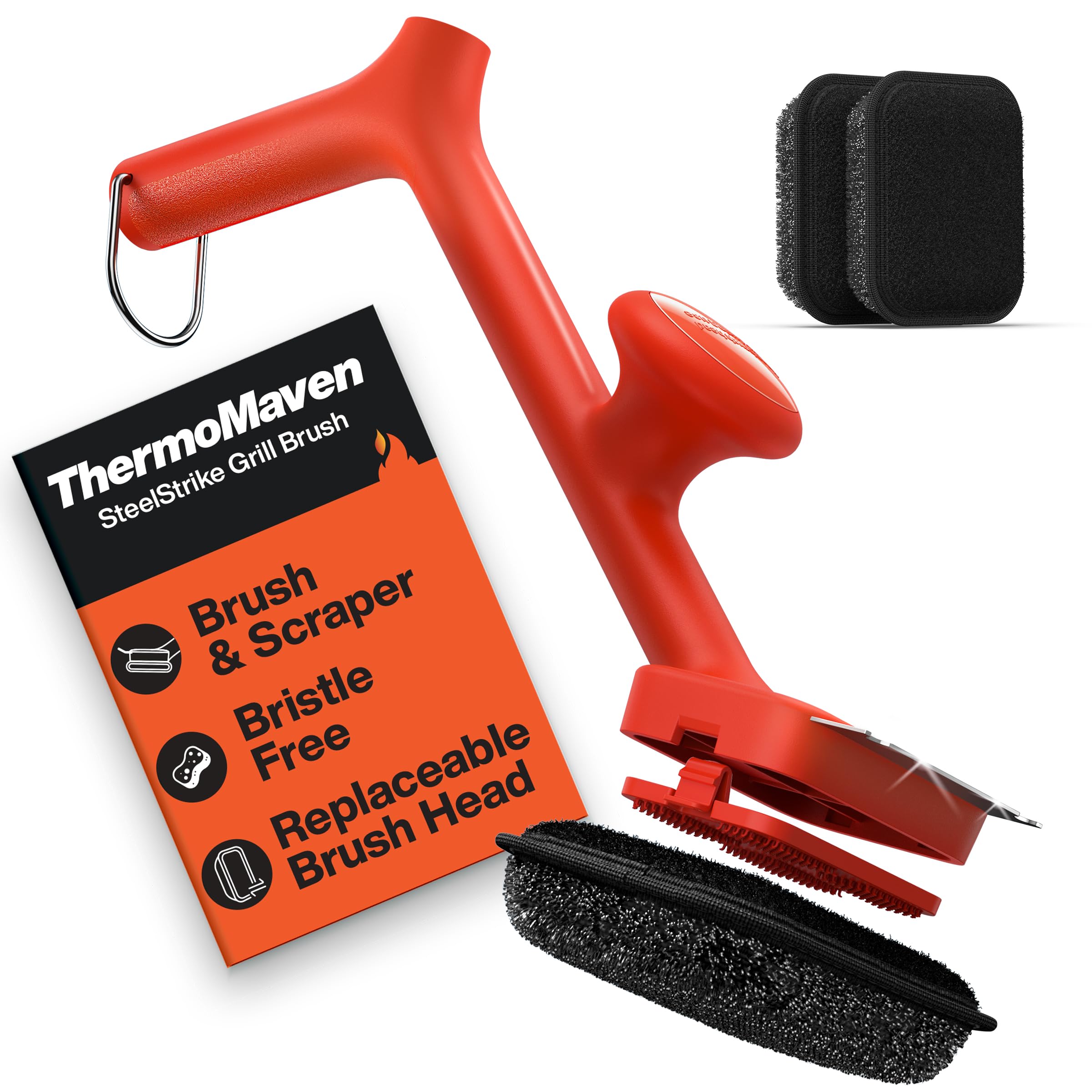 ThermoMaven bristle-free steam-clean brush demonstrates safe grill cleaning with steam power