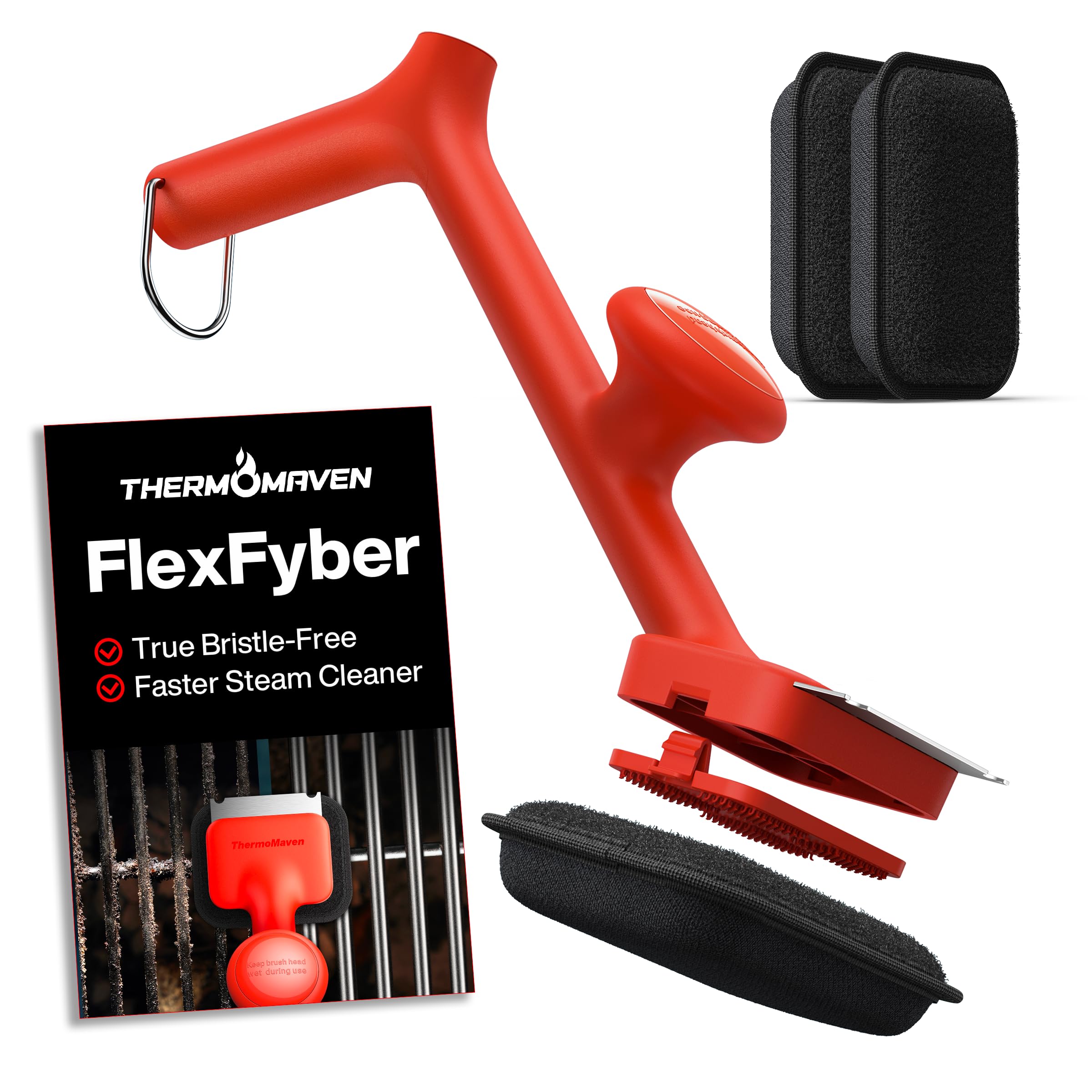 ThermoMaven bristle-free grill brush close-up for safe heat-resistant cleaning.