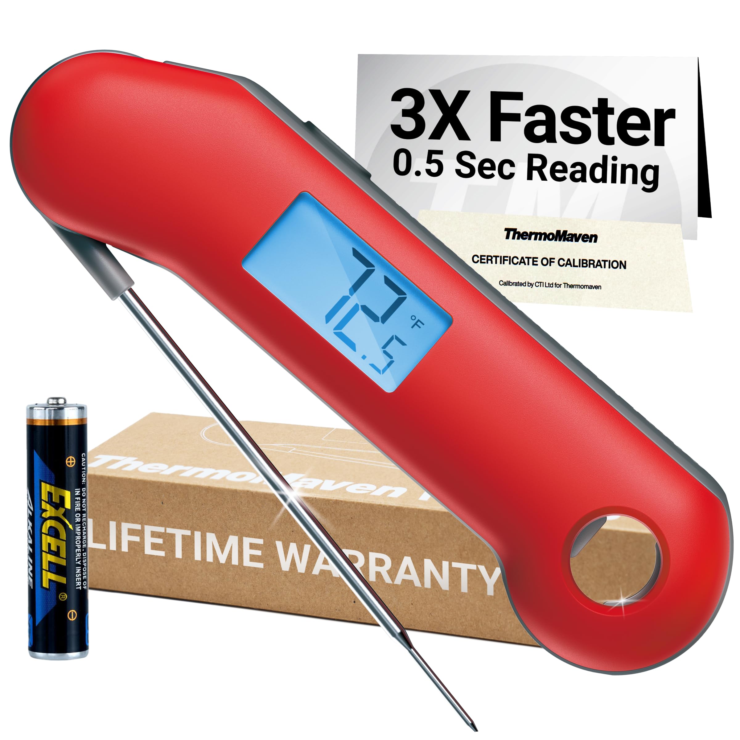 Anti-slip back of ThermoMaven thermometer helps secure placement when magnetized
