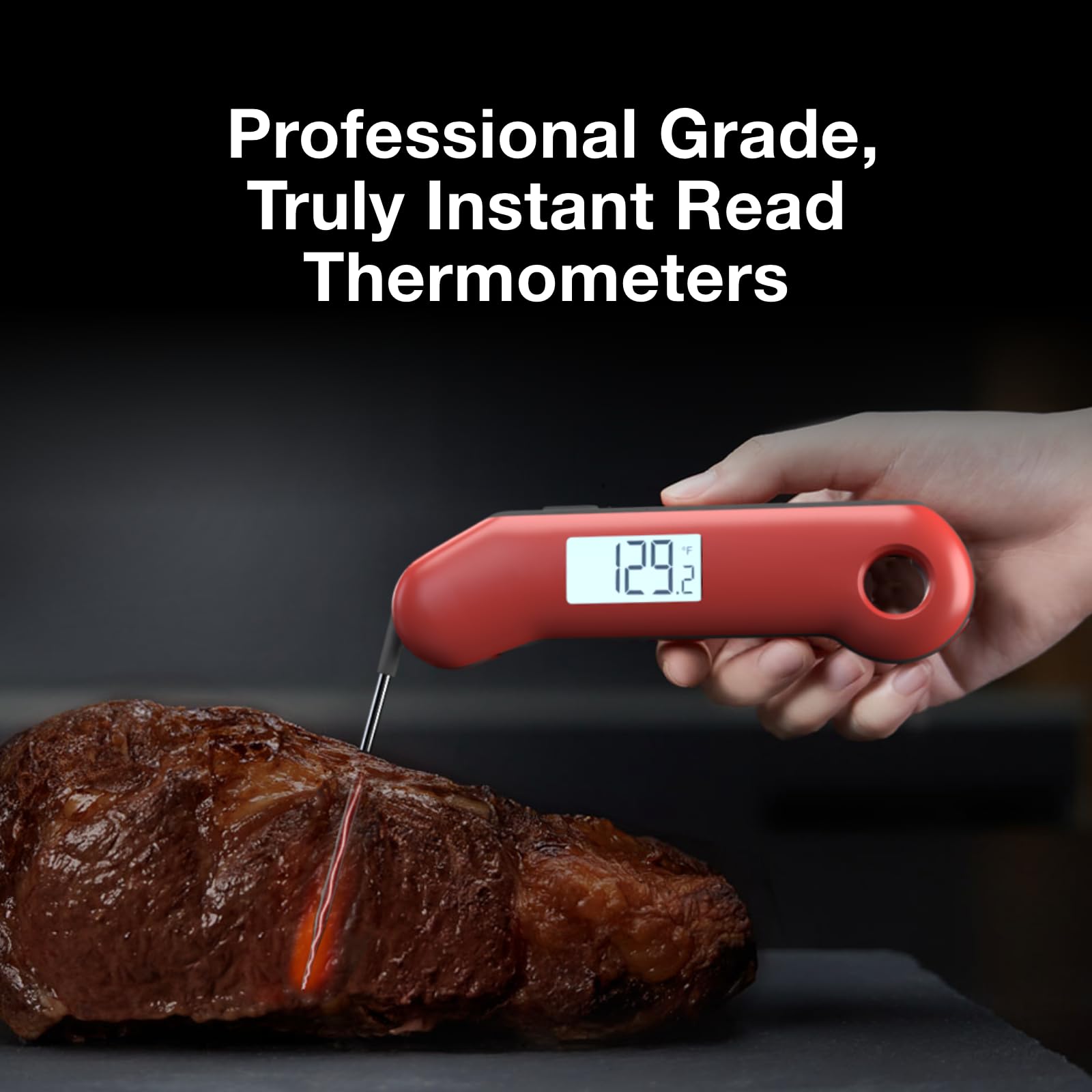 Lift-to-wake and bright backlight on ThermoMaven thermometer for dark kitchens