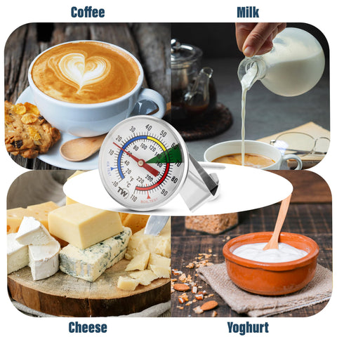 Easy to read scale supports precise milk temperature control.