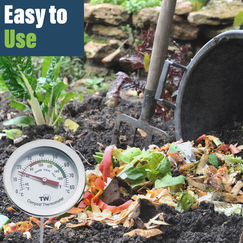 Thermometer World long probe enables deep placement for accurate soil readings.