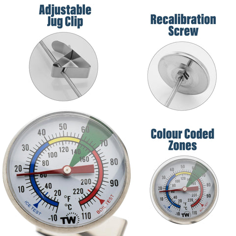 Thermometer World stainless steel probe ensures durable daily use.