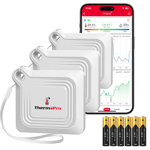 ThermoPro Bluetooth hygrometer pack box shows quick setup and reliable monitoring