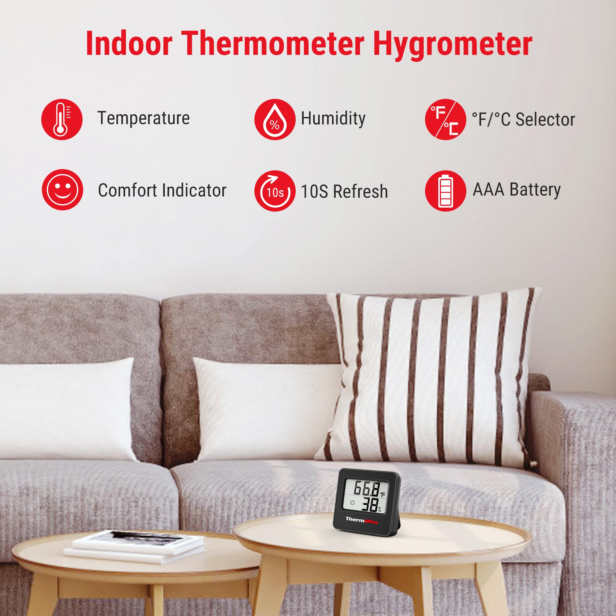 ThermoPro TP157 indoor hygrometer with easy-to-read LCD for any room