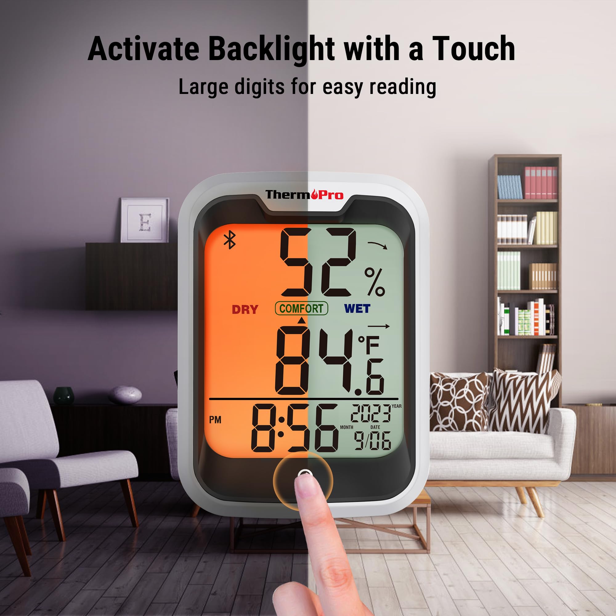 Accurate temperature and humidity readings for indoor spaces.