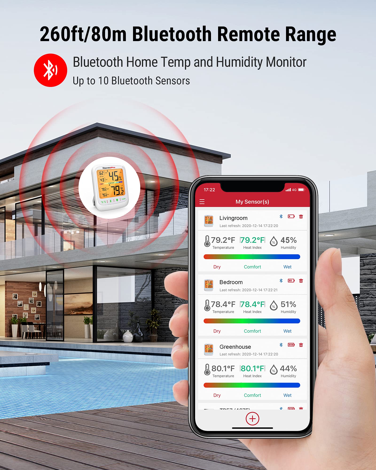ThermoPro TP359 260ft remote sensor delivering readings across rooms