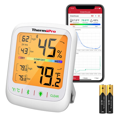 ThermoPro TP359 indoor display showing temperature and humidity at a glance