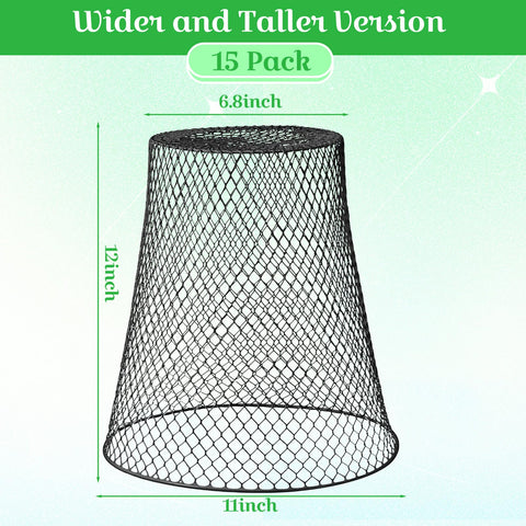 Therwen black metal cloche with fine mesh protects young plants outdoors without obstructing airflow.