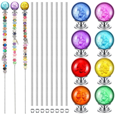 Therwen kit contents with eight rods, nuts, and diamond tops for customizable garden stakes.