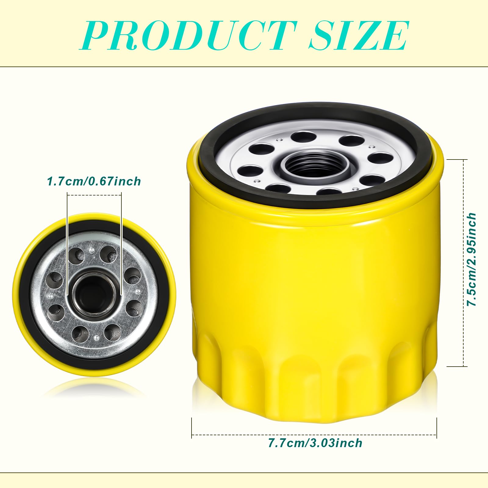 Therwen oil filter size specs show 3-1/8 inch height and 3 inch diameter
