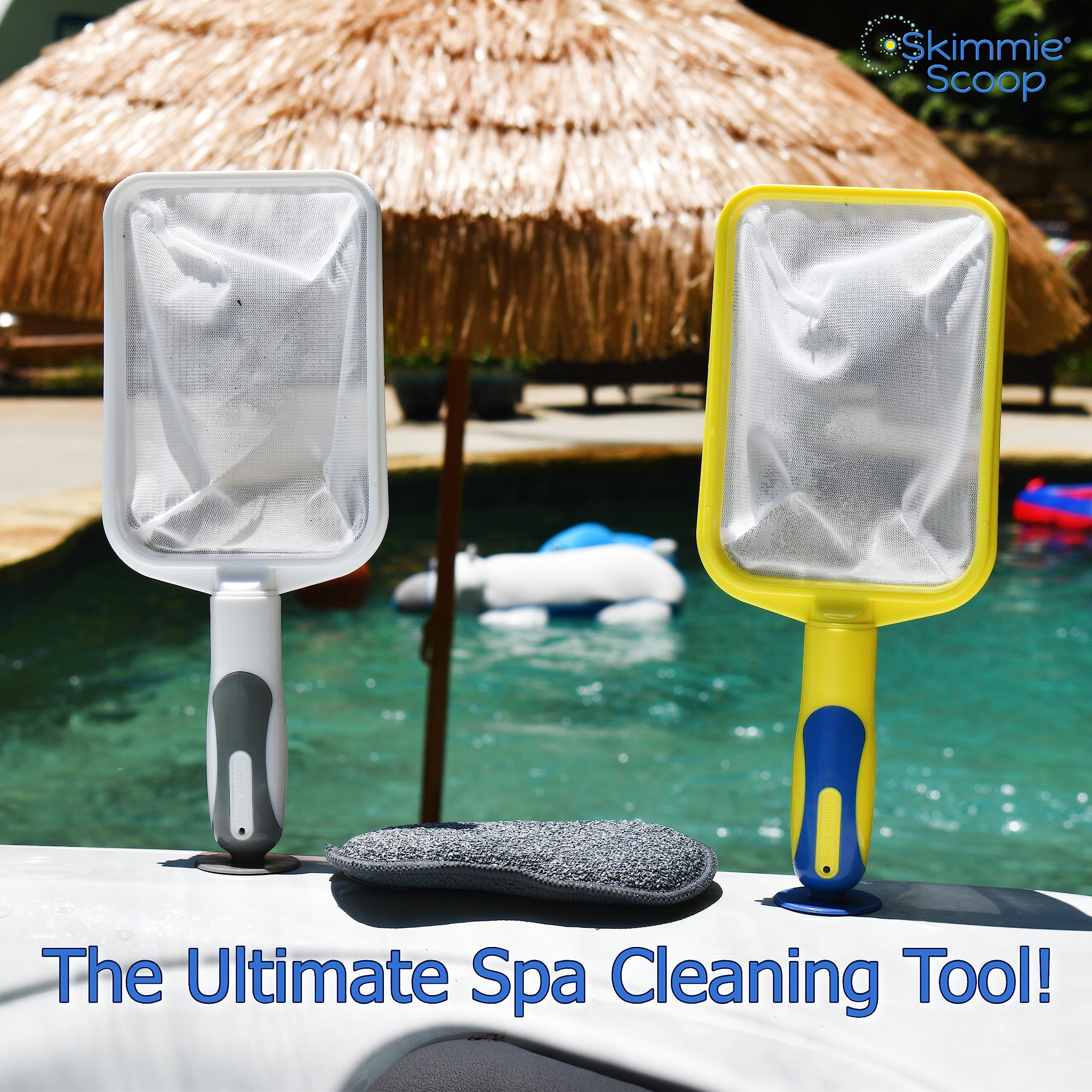 The Skimmie Scoop secure suction on smooth walls helps debris collection.