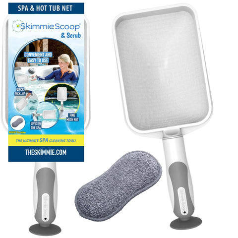 The Skimmie Scoop fine-mesh net captures fine debris in spas and pools.