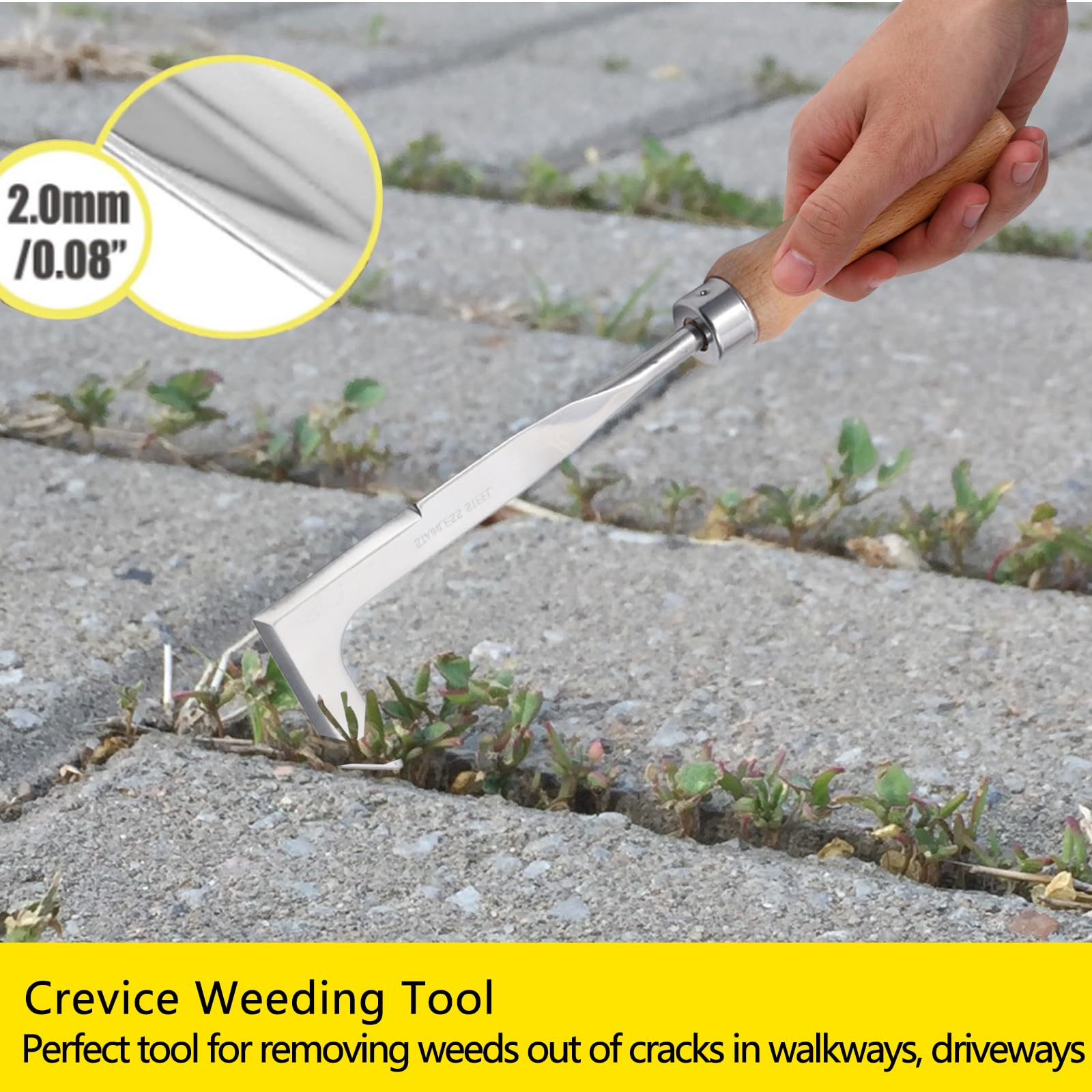 Theuzi crevice weeding digger handles narrow cracks in sidewalks and patios