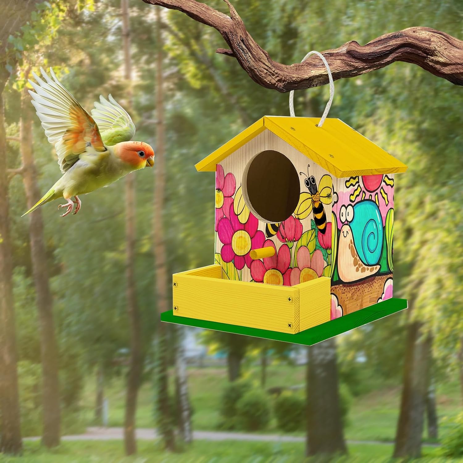 Thick&Thin Bird House Kit includes screws and guide for safe assembly.