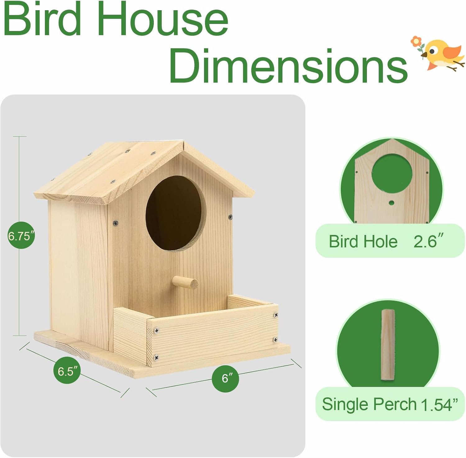 Thick&Thin Bird House Kit wood pieces laid out for easy prep.