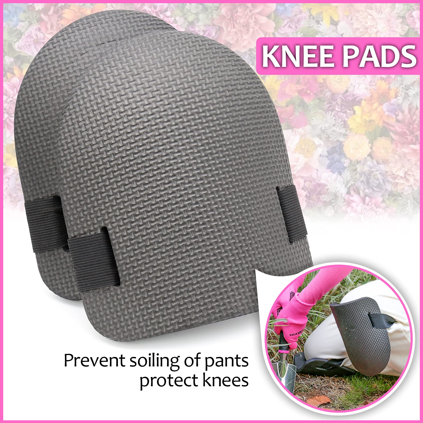 THINKWORK Pink Garden Tools detachable bags separated for two-pack use