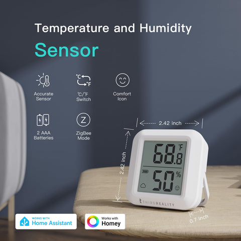 THIRDREALITY Zigbee sensor temperature reading helps monitor warm spots in living areas.
