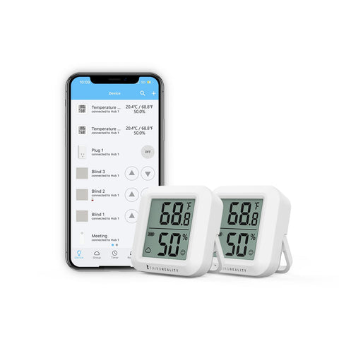 ThirdReality Zigbee Temperature and Humidity Sensor front view with LCD display.