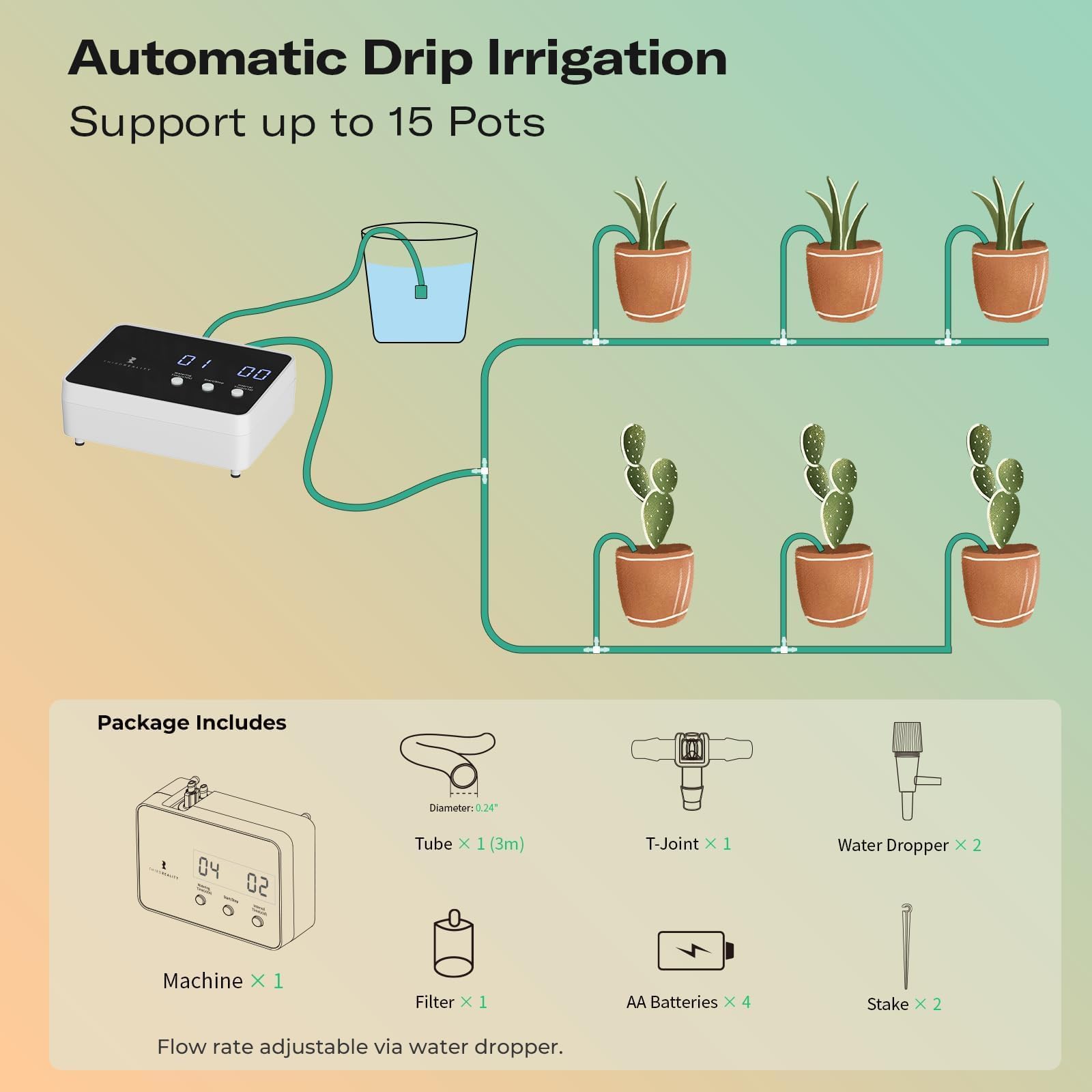 ThirdReality Zigbee watering kit anti-backflow valve detail ensures safe indoor irrigation.