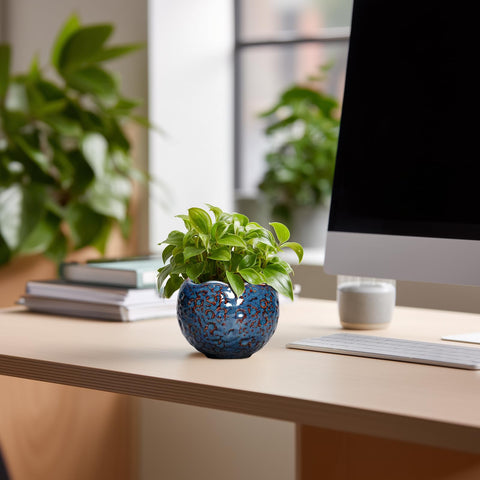 Thirtypot concave texture ceramic pot adds tactile charm.