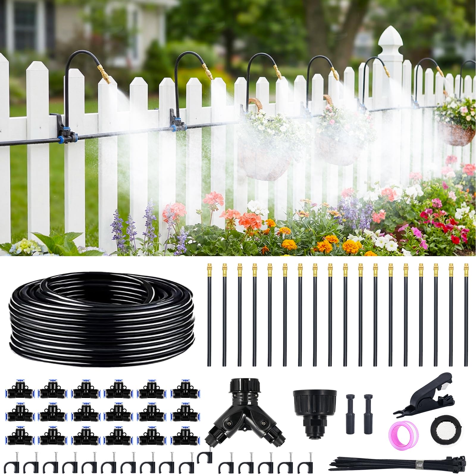 Thiswing 100ft 360-degree brass misting nozzles water plant roots with precision.