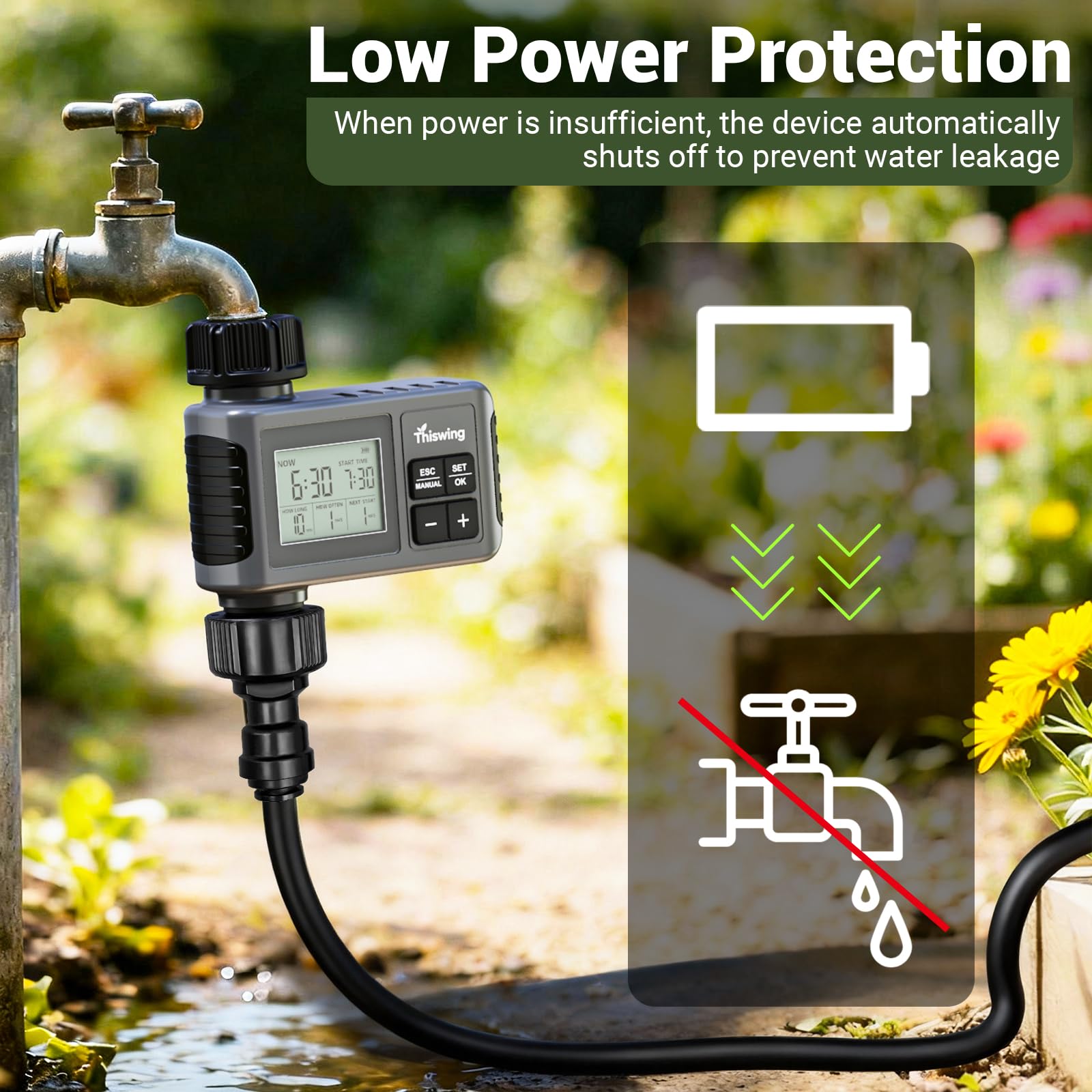 Thiswing rust-resistant brass components withstand outdoor conditions for long-lasting use.