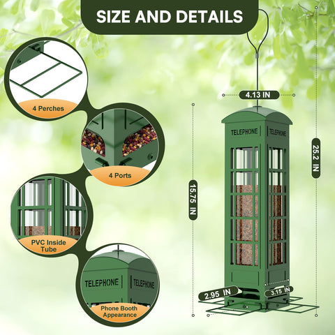 THKFUL bird feeder in 3lb capacity suitable for extended bird watching sessions.