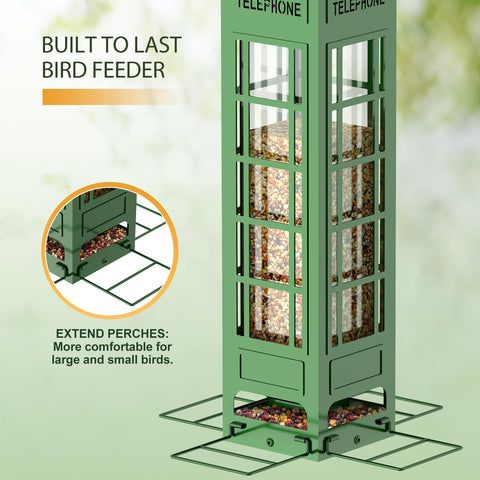 THKFUL feeder highlights removable roof for easy refills and cleaning.