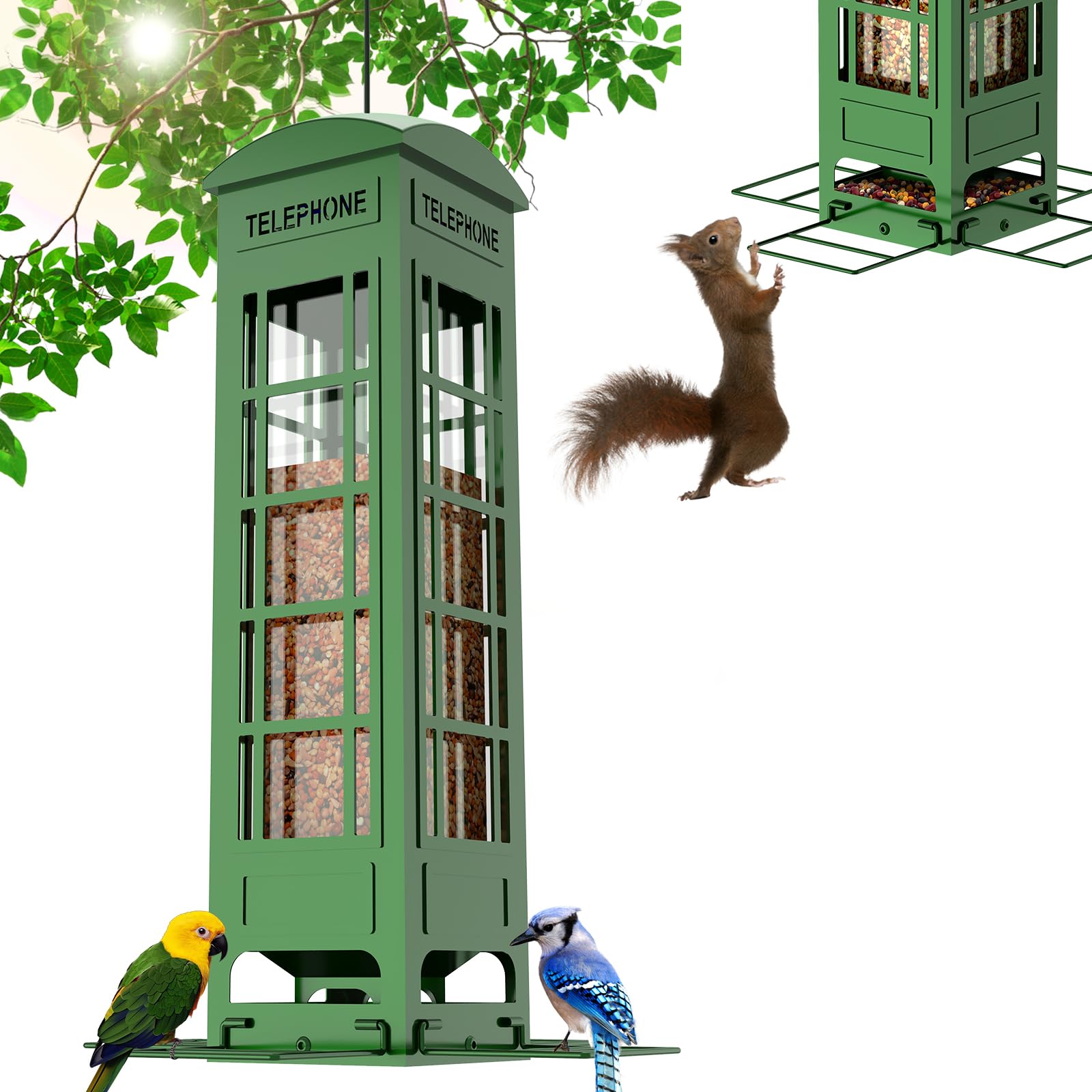THKFUL bird feeder with gravity-activated protection to deter squirrels and keep seeds accessible.