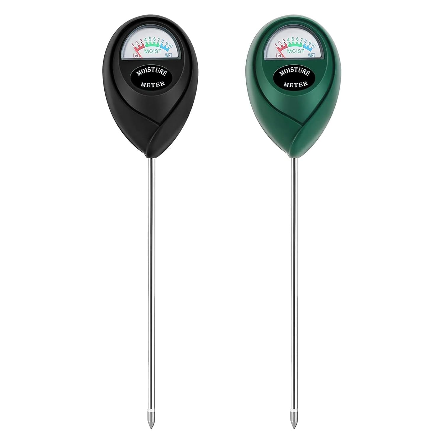 Thlevel Plant Moisture Meter dial close-up with color-coded readings.