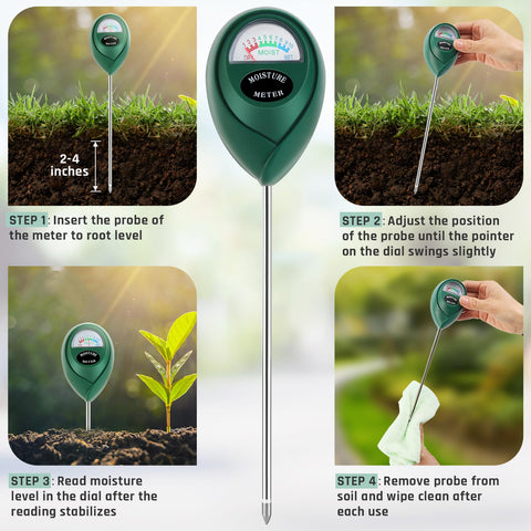 Thlevel meter used among indoor plants to guide watering decisions.